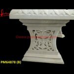 Curved White Marble Bench