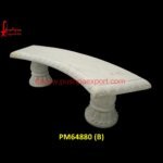 White Stone Curved Shape Bench