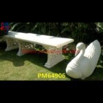 Carved White Marble Bench