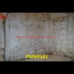 Flower Plant Carving White Marble Wall Panel