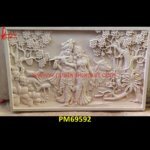 Radha Krishna Painting Carving Sandstone Wall Panel