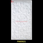 Flower Design Carved White Stone Wall Panel