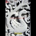 Peacock Design Carved Black Stone Wall Panel