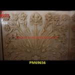 Rustic Finish Carved White Marble Wall Panel