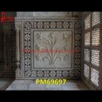 Inlay With Carving White Marble Wall Tile