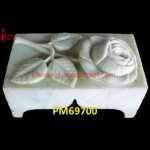 3D Leaf Painting Carved White Marble Panel