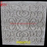 Floral Carving White Marble Wall Panel