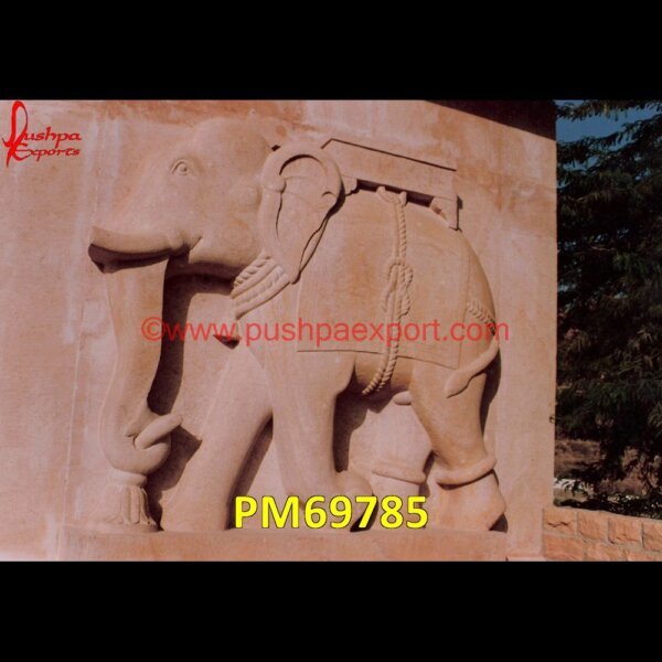 Elephant Art Carved Sandstone Panel PM69785 river rock stone panels,river stone panels,slate ledger stone panels,slate stone panels,soft stone wall panels,stone accent wall panels,white stone wall panel,stone panels,stone ve.jpg