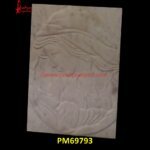 Mother And Baby Carving White Marble Wall Panel