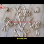 Flower Design Carved White Stone Panel