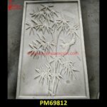 Bamboo Tree Carved White Marble Wall Panel
