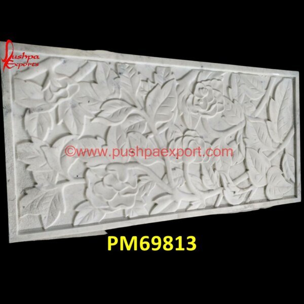 Leaves Carved White Marble Wall Panel PM69813 interior decorative stone wall panels,large stone panels,limestone wall panels,marble bathroom wall panels,marble panels for bathroom,natural stone wall panel,onyx stone wall panel.jpg