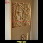 Human Face Carving Sandstone Panel