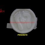 Footprint Carved White Marble Round Wall Panel