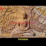 Meditating Buddha Carved Wall Panel