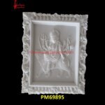 Durga Ma Carving White Marble Wall Panel