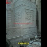 Carved Tree Design White Marble Wall Panel