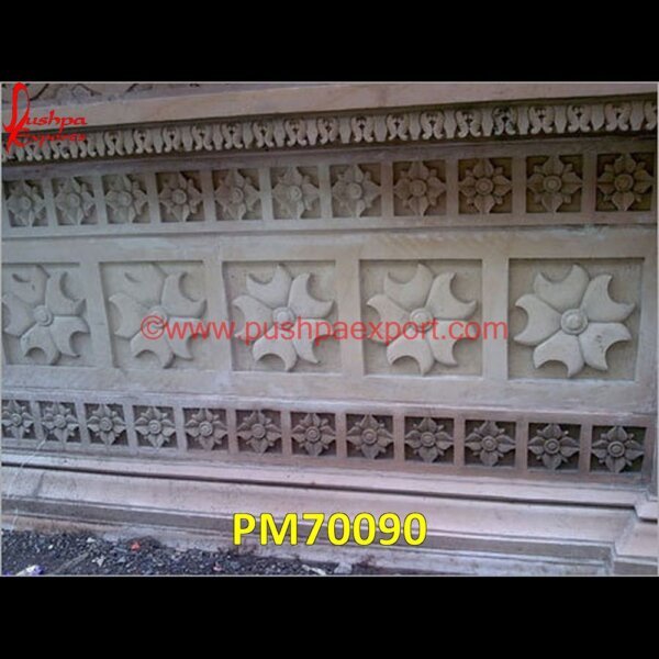 Flower Design Carved Sandstone Wall Tile PM70090 river stone panels,slate ledger stone panels,slate stone panels,soft stone wall panels,stone accent wall panels,white stone wall panel,stone panels,stone veneer panels for exterior.jpg