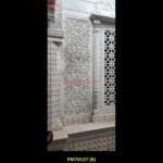 Flower And Jali Carved White Marble Panel