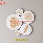 Brass Carved White Marble Wall Panel