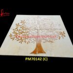 Tree Design Carved White Marble Panel