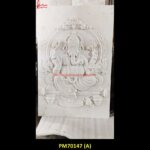 Ganesha Art Carved White Marble Wall Panel