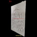 Ganesha Art Carved White Marble Wall Panel