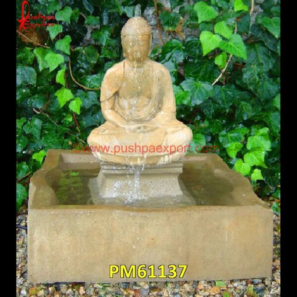 Sandstone Buddha Water Fountain PM61137 marble fountains,natural stone fountain,natural stone water fountains,slate fountain,slate water fountain,stacked stone fountain,stone basin fountain,stone bird bath fountain,stone fountain for gar.jpg