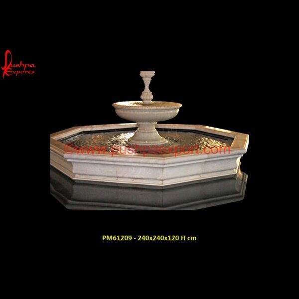 2 Tier White Marble Fountain PM61209 - 240x240x120 H cm marble water fountain indoor,marble water fountains for sale,mini stone fountain,modern stone water fountains,natural stone bird bath fountain.jpg