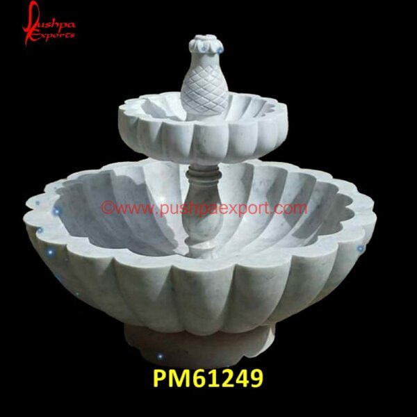 2 Tier White Marble Fountain PM61249 custom stone fountains,flat stone water feature,floating granite ball fountain,floating marble ball fountain,floating stone ball fountain,garden marble fountain,garden pebble water.jpg