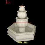 3 Tier Lotus Design Carved White Marble Fountain