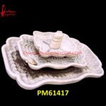 Pattern Inlay White Marble Indoor Fountain