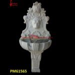 Lion Engraved White Marble Wall Fountain