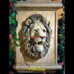 Lion Head Sandstone Wall Fountain