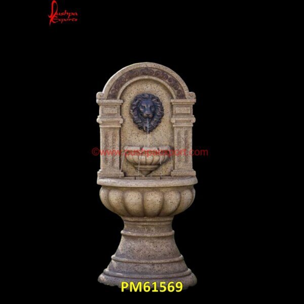 Sandstone With Carving Of Lion Head Wall Fountain PM61569 black stone water fountain,building a stone fountain,carved marble fountain,carved stone fountains,cascading stone fountain,cascading stone water features,cast stone outdoor founta.jpg