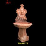 Pink Marble Lion Carving Wall Fountain