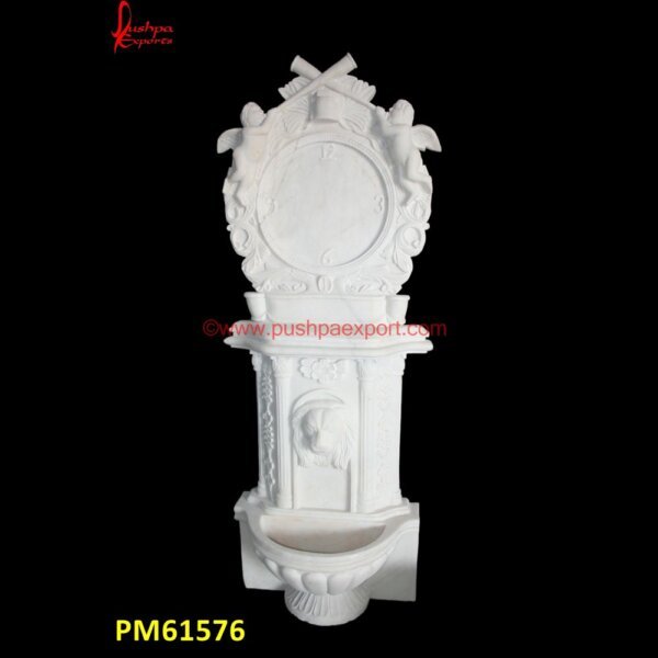 White Marble Lion Head Carved Wall Fountain PM61576 contemporary stone fountains,custom stone fountains,flat stone water feature,floating granite ball fountain,floating marble ball fountain,floating stone ball fountain,garden marble.jpg