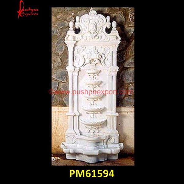 Multi Tier White Marble Wall Fountain PM61594 stone basin fountain,stone bird bath fountain,stone fountain for garden,stone fountains near me,stone outdoor water fountain,stone wall fountain,stone water features,stone waterfal.jpg