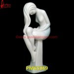 Handmade White Stone Lady Sculpture