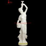 Outdoor White Marble Decorative Lady Statue