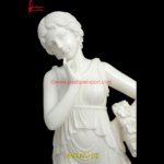 White Marble Thinking Girl Statue