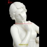 White Marble Thinking Girl Statue