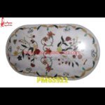 Inlay Work White Marble Stone Table Top