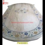 Oval Shaped White Marble Table Top