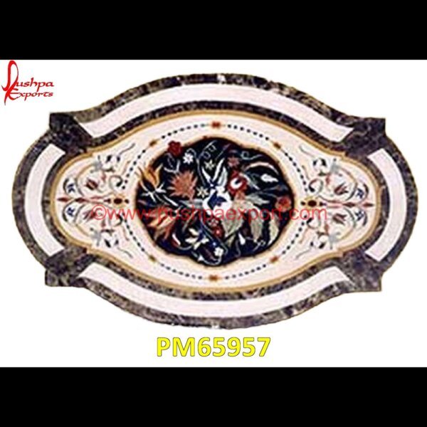 Stone Table Top With Pietra Dura Work PM65957 marble inlay panel,marble inlay medallion,marble inlay handicrafts,marble inlay furniture,marble inlay flooring italy,marble inlay floor,marble inlay elephant,marble inlay dining t.jpg