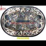 Stone Inlay Oval Shaped Table Top