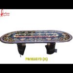 Oval Shaped Inlay Work Table Top For Dining Room