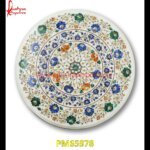 White Marble Flower Pichkari Table Top