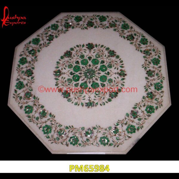 White Marble Green Flower Pichkari Work Medallion PM65984 brass inlay marble tile,white marble inlay table tops,travertine mosaic medallion,taj mahal inlay stones,stone wood inlay,stone inlay work,stone inlay table tops,stone inlay furnit.jpg