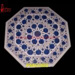 White Marble Blue Flower Pichkari Work Medallion